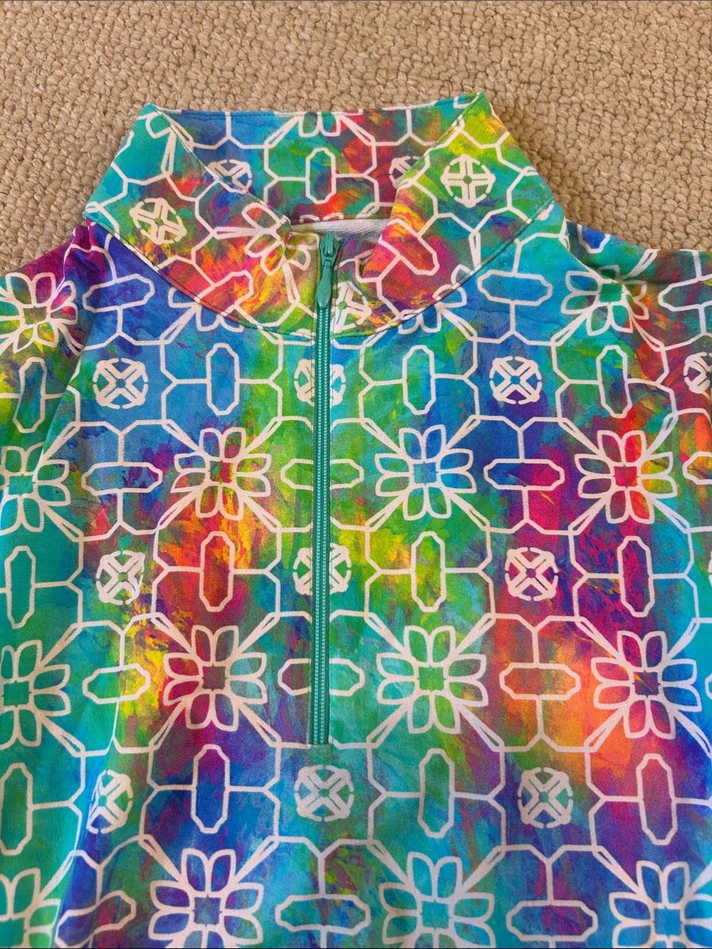NWT IBKUL Long Sleeve Zip Mock Neck XS Sandra Seafoam - Picture 8 of 8
